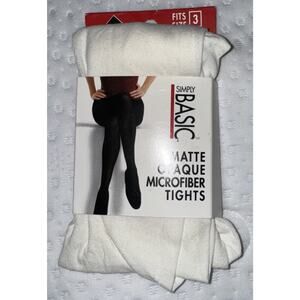 Simply Basic Matte Opaque Microfiber Tights White Fits Size 3 Medium Tall New